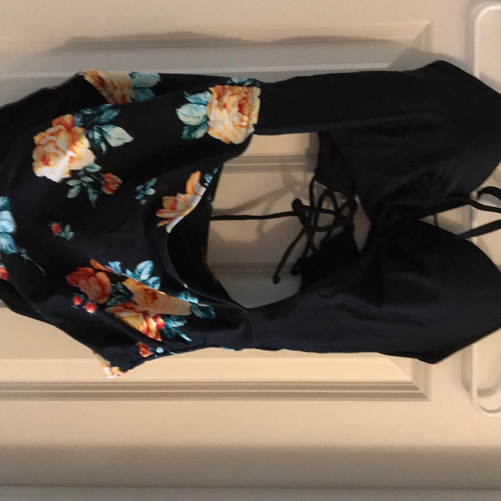NWT CupShe Black one piece/cut out. Size Large